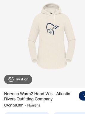 Norrøna Women's Cream Hooded Pullover with Navy Logo